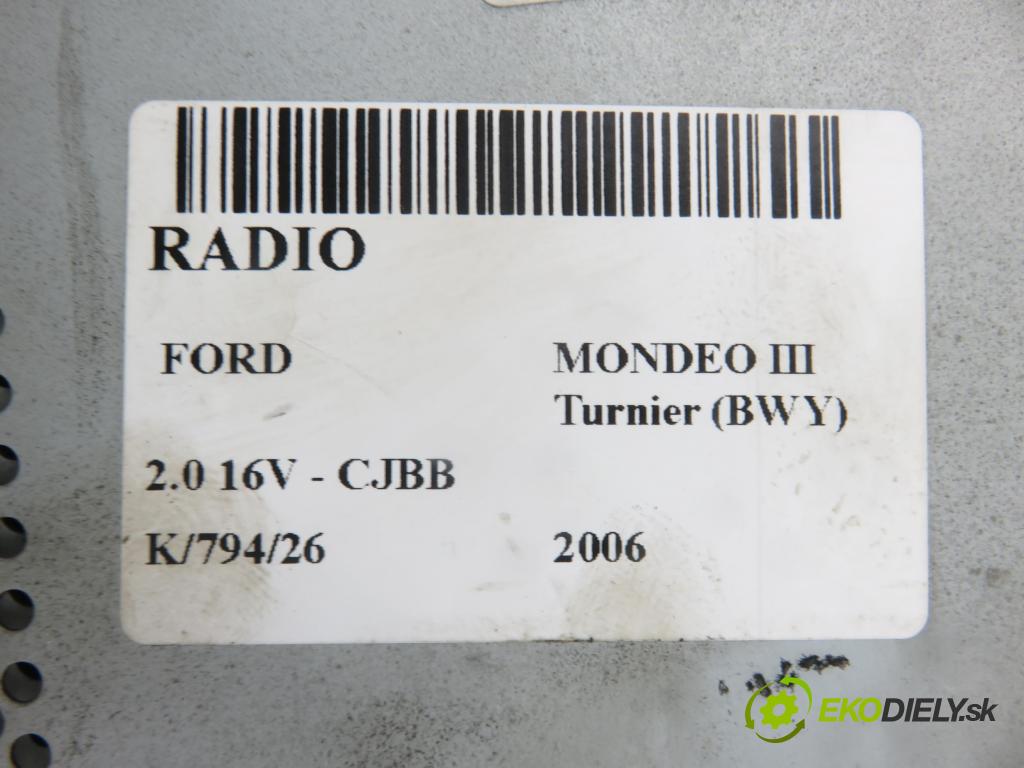 FORD MONDEO III Turnier (BWY) KOMBI 2006 107,00 2.0 16V - CJBB 1999,00 RADIO CD 5S7T18K931BA
