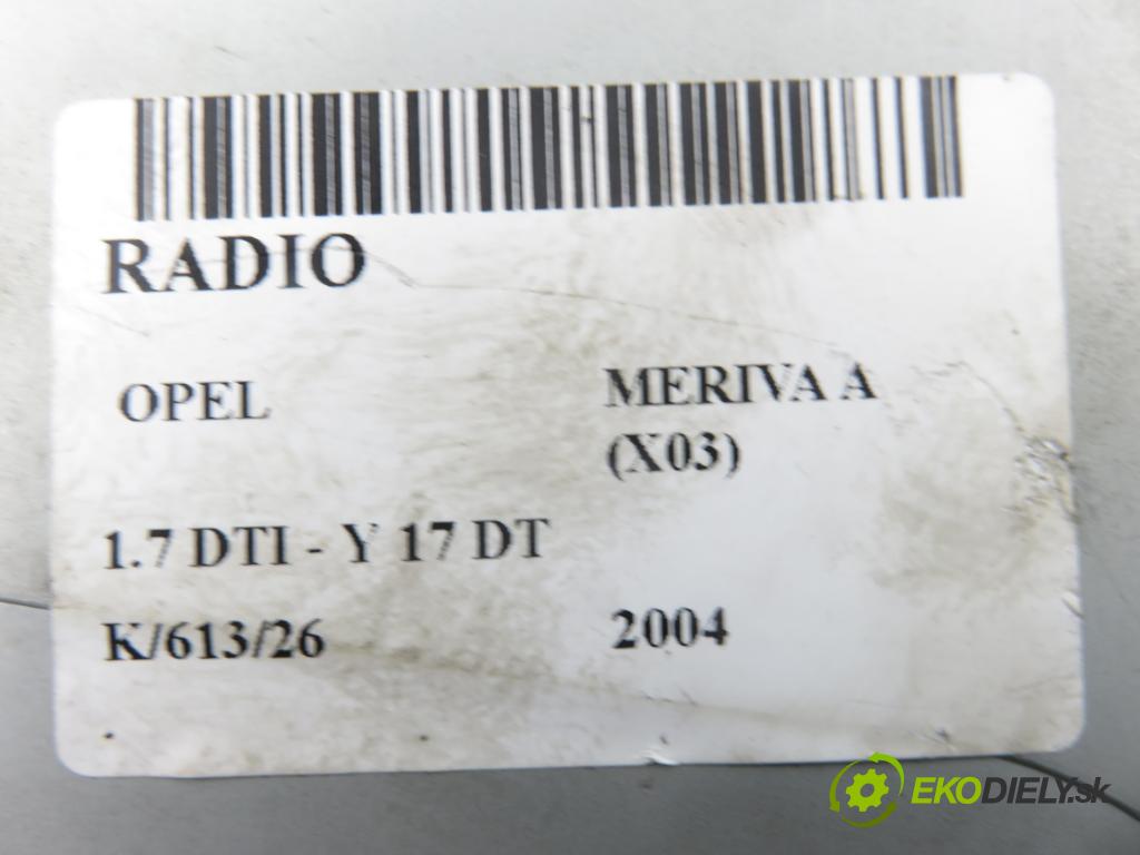 OPEL MERIVA A nadwozie wielkoprzestrzenne (MPV) (X03) HB 2004 55,00 1.7 DTI 75 - Y 17 DT 1686,00 RADIO CD 13122932