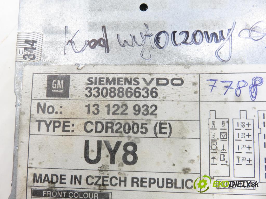 OPEL MERIVA A nadwozie wielkoprzestrzenne (MPV) (X03) HB 2004 55,00 1.7 DTI 75 - Y 17 DT 1686,00 RADIO CD 13122932