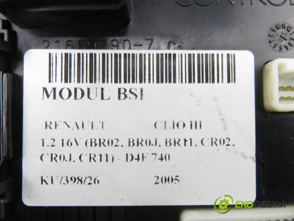 RENAULT CLIO III (BR0/1, CR0/1) HB 2005 55,00 1.2 16V 75 - D4F 740 1149,00 MODUL BCM 8200343732