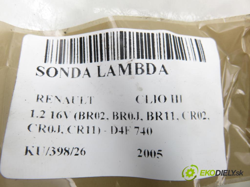 RENAULT CLIO III (BR0/1, CR0/1) HB 2005 55,00 1.2 16V 75 - D4F 740 1149,00 sonda lambda OZA507R2 (Lambda sonda)