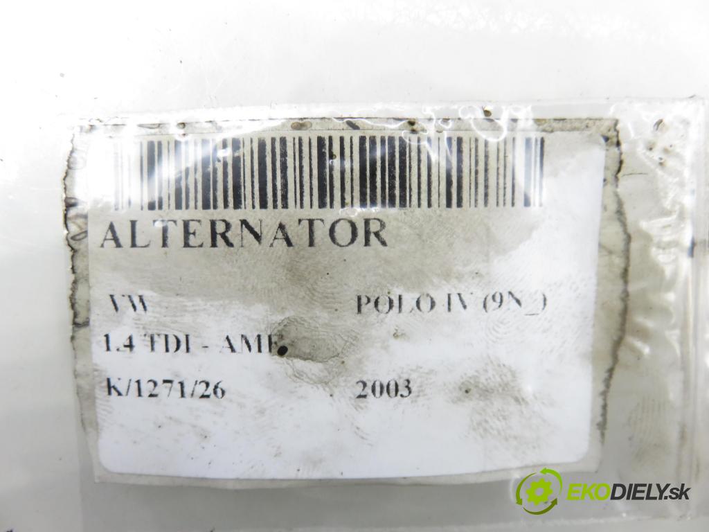 VW POLO (9N_) HB 2003 55,00 1.4 TDI - AMF 1422,00 Alternátor 045903023A ; 0124515022 (Alternátor)