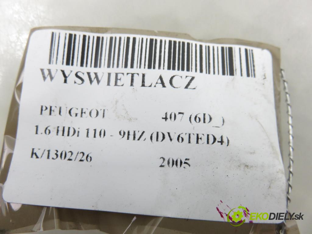 PEUGEOT 407 (6D_) SEDAN 2005 80,00 1.6 HDi 110 - 9HZ (DV6TED4) 1560,00 ZOBRAZIT: 9657882780