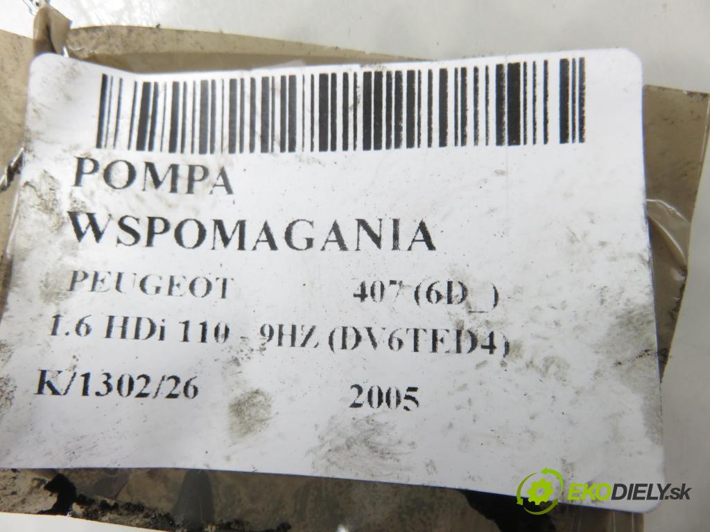 PEUGEOT 407 (6D_) SEDAN 2005 80,00 1.6 HDi 110 - 9HZ (DV6TED4) 1560,00 pumpa servočerpadlo 9658419280 ; 7617955559 (Servočerpadlo)