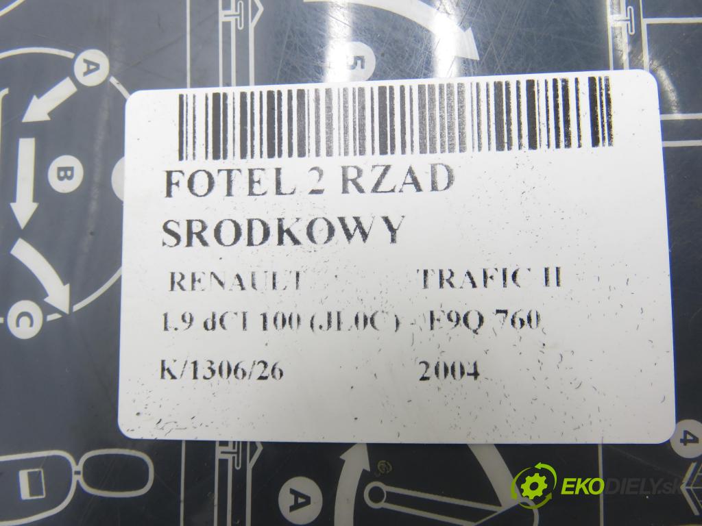 RENAULT TRAFIC II Autobus (JL) BUS 2004 74,00 1.9 dCI 100 (JL0C) - F9Q 760 1870,00 Sedadlá, sedačky Sedadlo