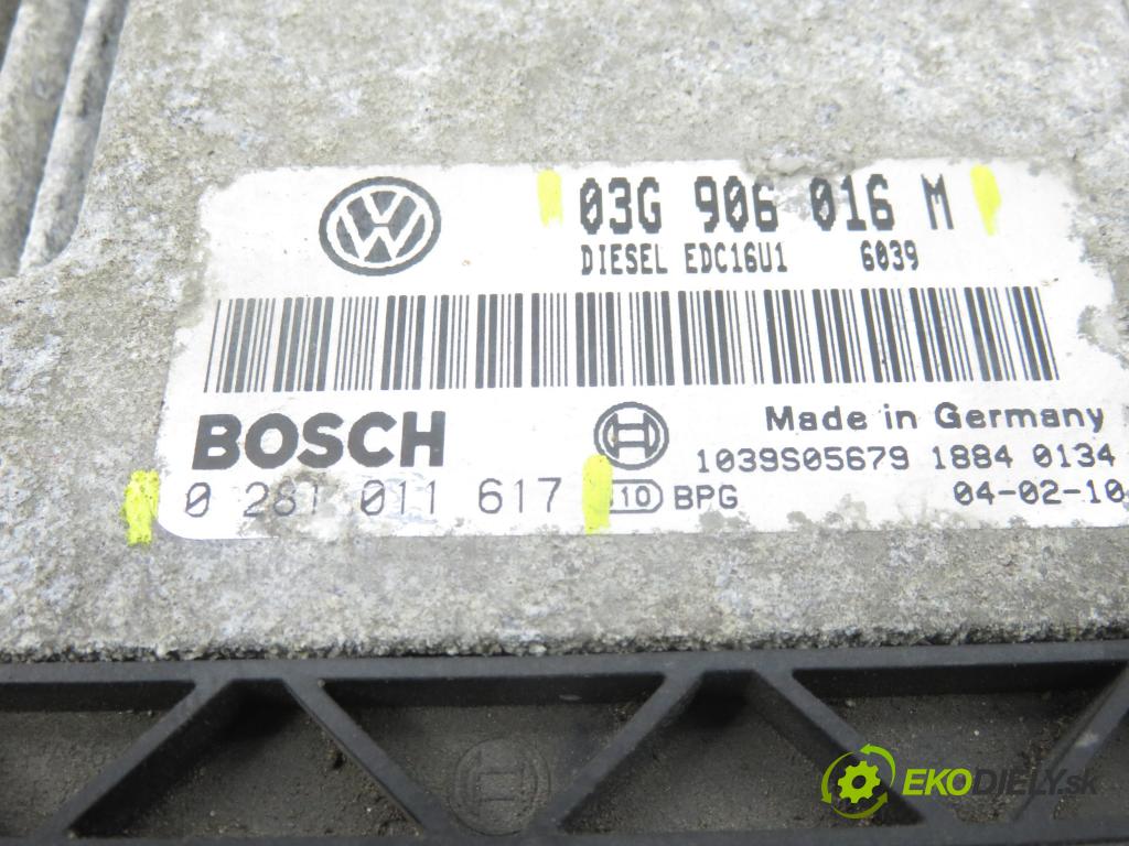 VW GOLF V (1K1) HB 2004 55,00 2.0 SDI - BDK 1968,00 Riadiaca jednotka Motor 03G906016M ; 0281011617