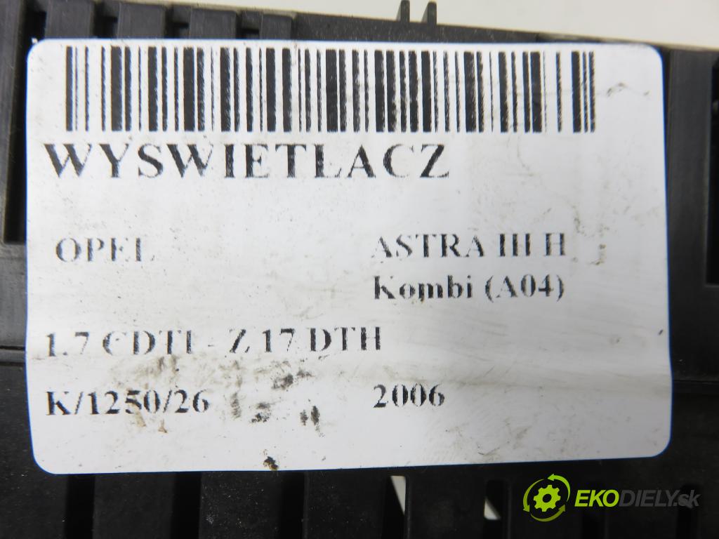 OPEL ASTRA H Kombi (A04) KOMBI 2006 74,00 1.7 CDTI - Z 17 DTH 1686,00 ZOBRAZIT: 13178570SE ; 5WK70036