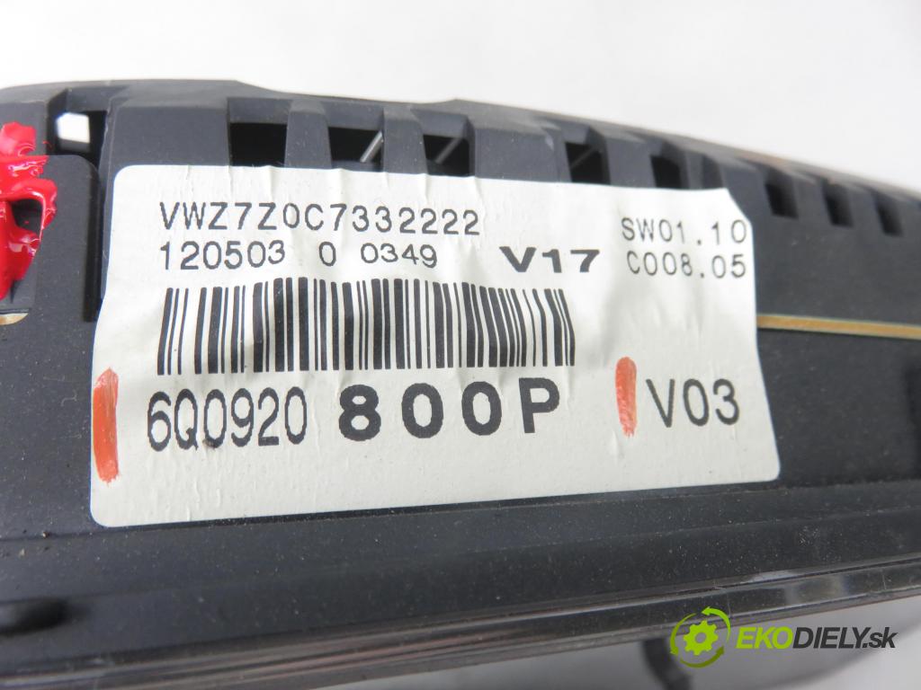 VW POLO (9N_) HB 2003 40,00 1.2 6V 54 - AWY 1198,00 prístrojovka elektrický 6Q0920800P