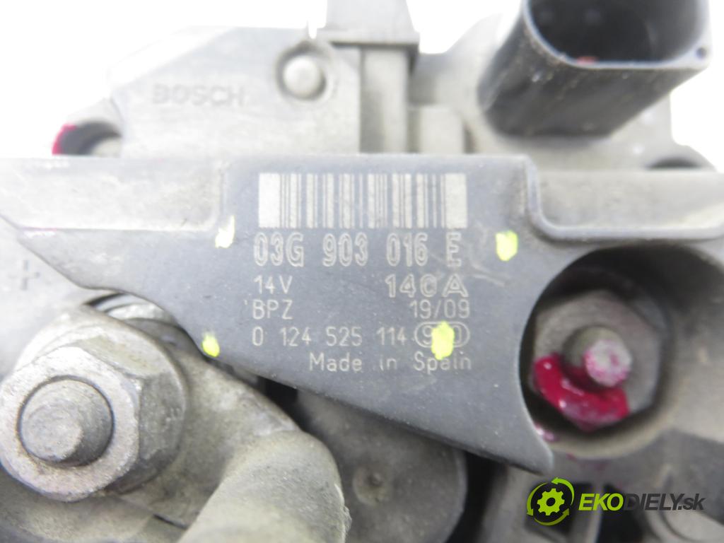 AUDI A4 (8K2, B8) SEDAN 2009 105,00 2.0 TDI - CAGA 1968,00 Alternátor 03G903016E ; 0124525114 (Alternátor)