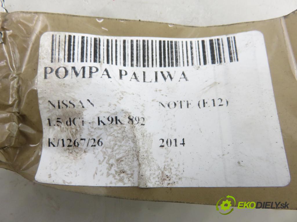 NISSAN NOTE (E12) MINIVAN 2014 0,00 1.5 dCi - K9K 608 1461,00 Pumpa paliva 0580203163