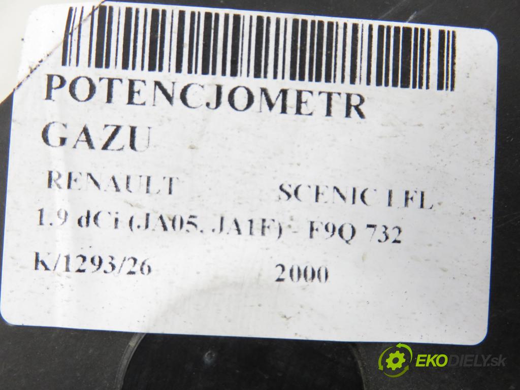 RENAULT SCENIC I (JA0/1_) MINIVAN 2000 75,00 1.9 dCi 102 - F9Q 732 1870,00 Potenciometer plynu 7700431919 (Potenciometer plynového pedálu)