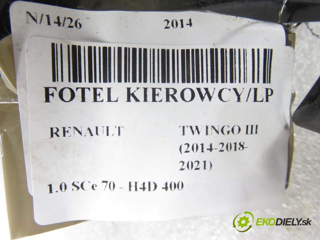 RENAULT TWINGO III (BCM_) HB 2014 52,00 1.0 SCe 70 - H4D 400 999,00 Sedadlo šoféri