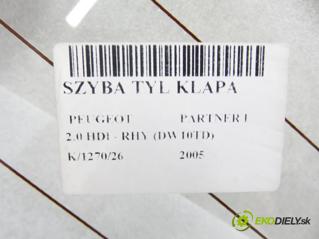 PEUGEOT PARTNER Combispace (5F) KOMBIVAN 2005 66,00 2.0 HDI - RHY (DW10TD) 1997,00 Okno zadné kapota