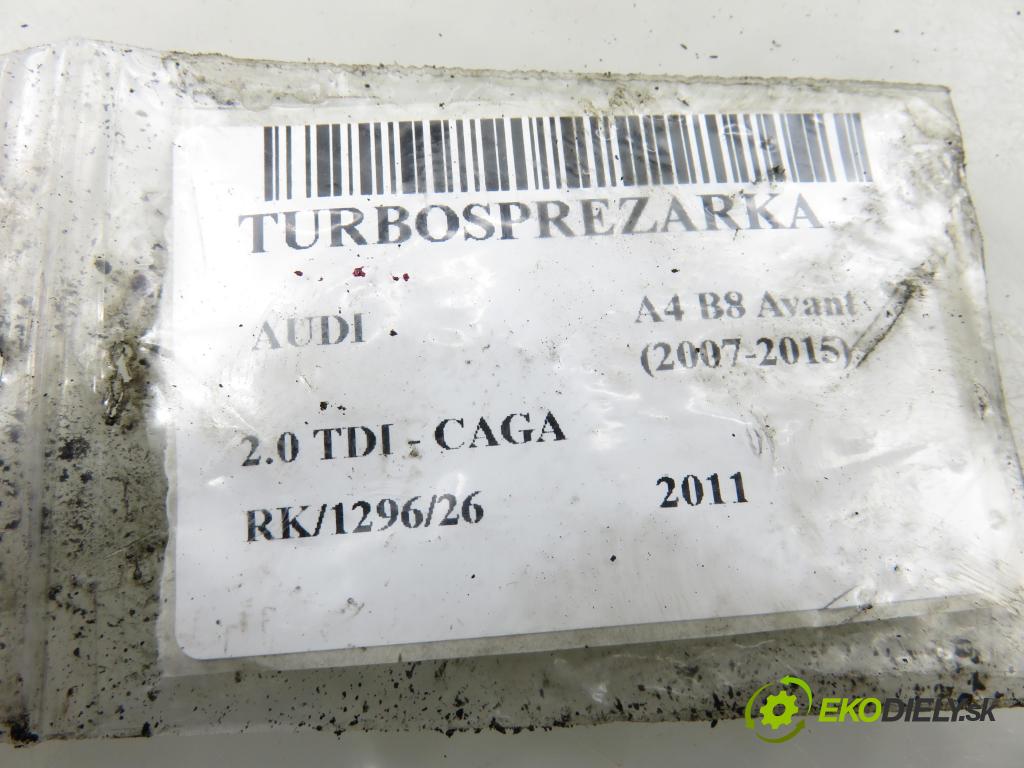 AUDI A4 Avant (8K5, B8) KOMBI 2011 105,00 2.0 TDI - CAGA 1968,00 RYCHLONABÍJEČKA: 03L145701D (Kompletní turbodmychadlo)