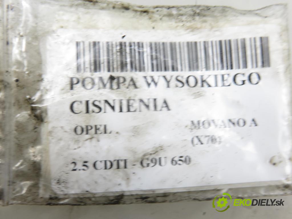 OPEL MOVANO Platforma / podwoyie (X70) KABINA/PLATFORMA 2007 0,00 2.5 CDTI - G9U 650 2464,00 pumpa vysokého TLAK: 0445010196 ; 8200503230 ; 0928400672