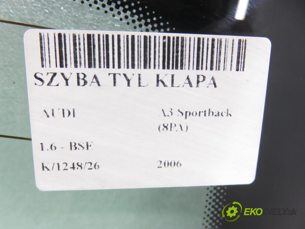 AUDI A3 Sportback (8PA) HB 2006 75,00 1.6 - BSE 1595,00 Okno zadné kapota