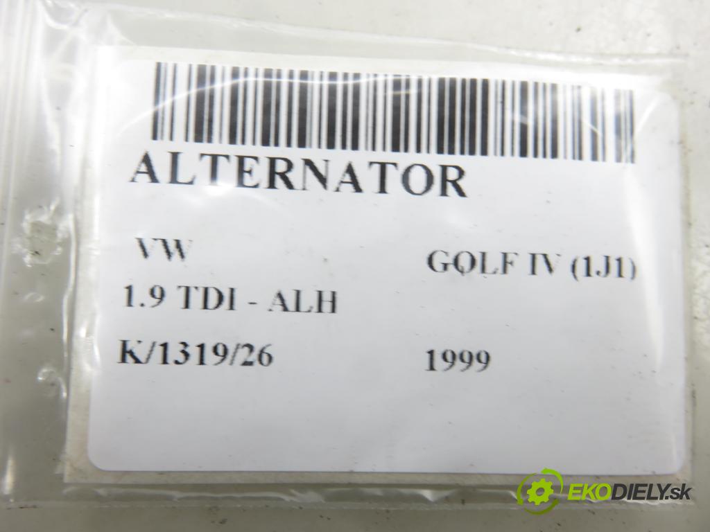 VW GOLF IV (1J1) HB 1999 66,00 1.9 TDI 90 - ALH 1896,00 Alternátor 0124325001 ; 038903023L (Alternátor)