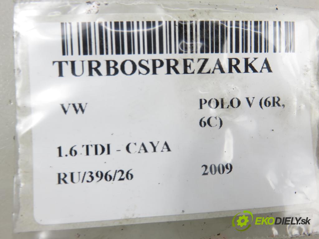 VW POLO (6R, 6C) HB 2009 55,00 1.6 TDI - CAYA 1598,00 RYCHLONABÍJEČKA: 03L253016H (Kompletní turbodmychadlo)