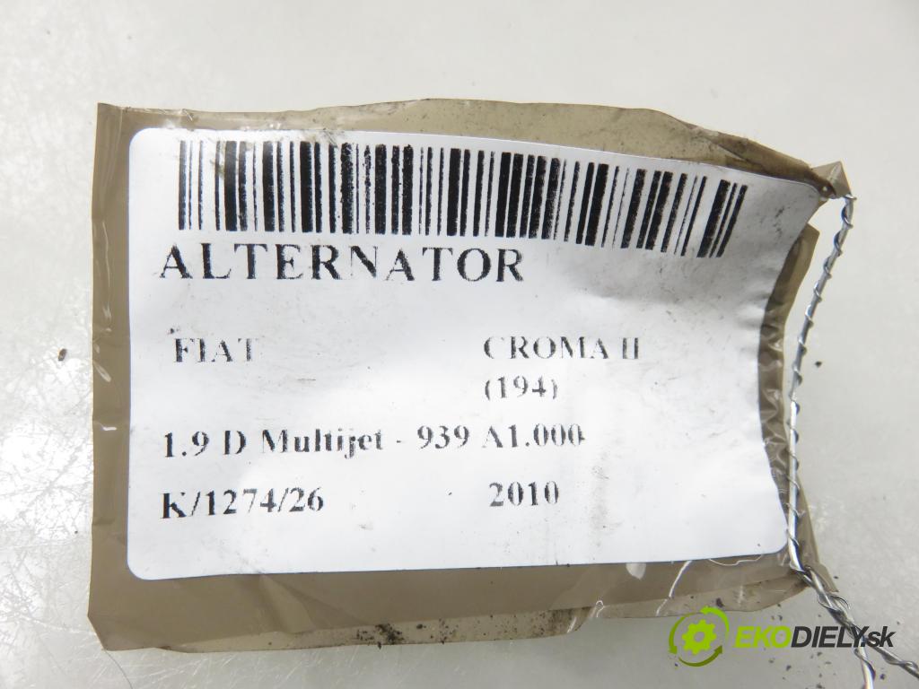 FIAT CROMA (194_) KOMBI 2010 88,00 1.9 D Multijet 120 - 939 A1.000 1910,00 Alternátor 111885 (Alternátor)
