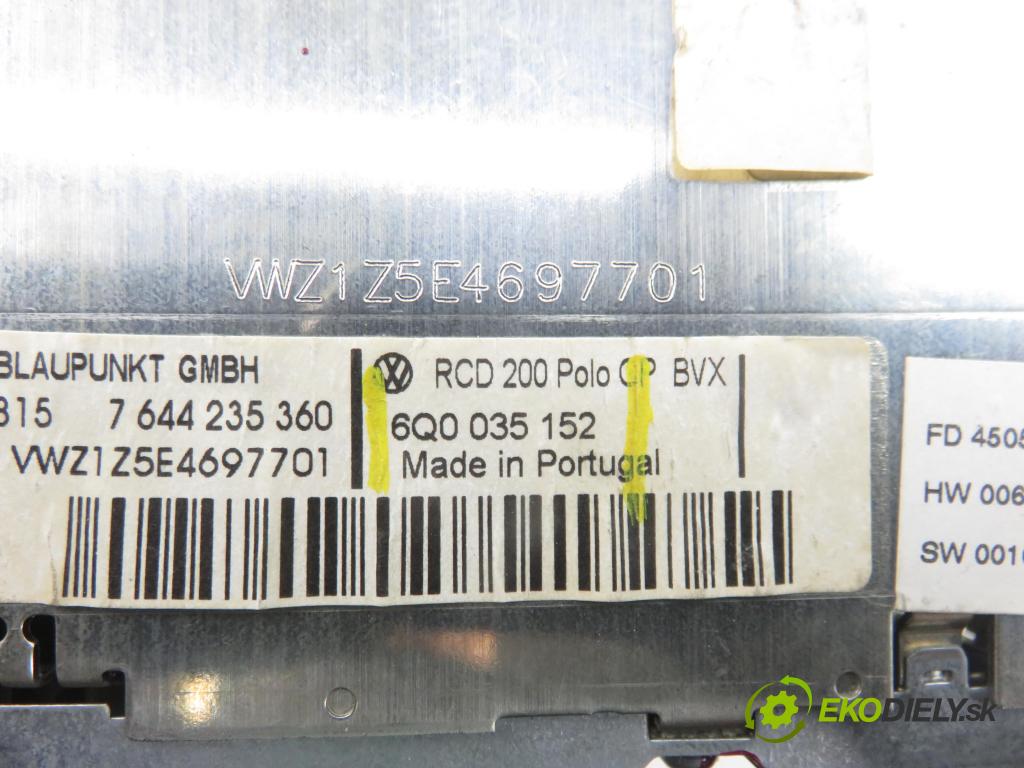 VW POLO (9N_) HB 2006 40,00 1.2 - BMD 1198,00 RADIO CD 6Q0035152