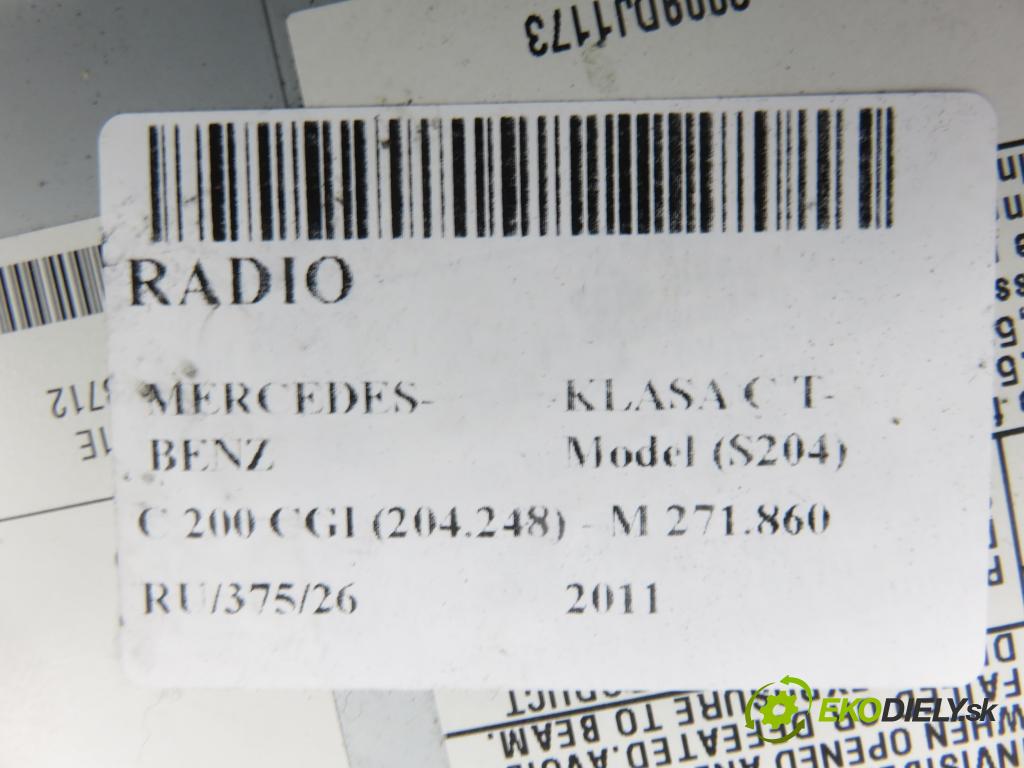 MERCEDES-BENZ KLASA C T-Model (S204) KOMBI 2011 135,00 C 200 CGI (204.248) - M 271.860 1796,00 RADIO CD 2049005903 ; 2049016601 ; 2049028801