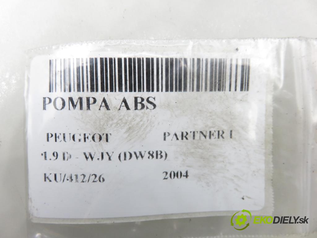 PEUGEOT PARTNER Combispace (5F) KOMBIVAN 2004 51,00 1.9 D - WJY (DW8B) 1868,00 Pumpa ABS 0273004439 ; 9635756480 ; 0265216720 (Pumpa ABS)