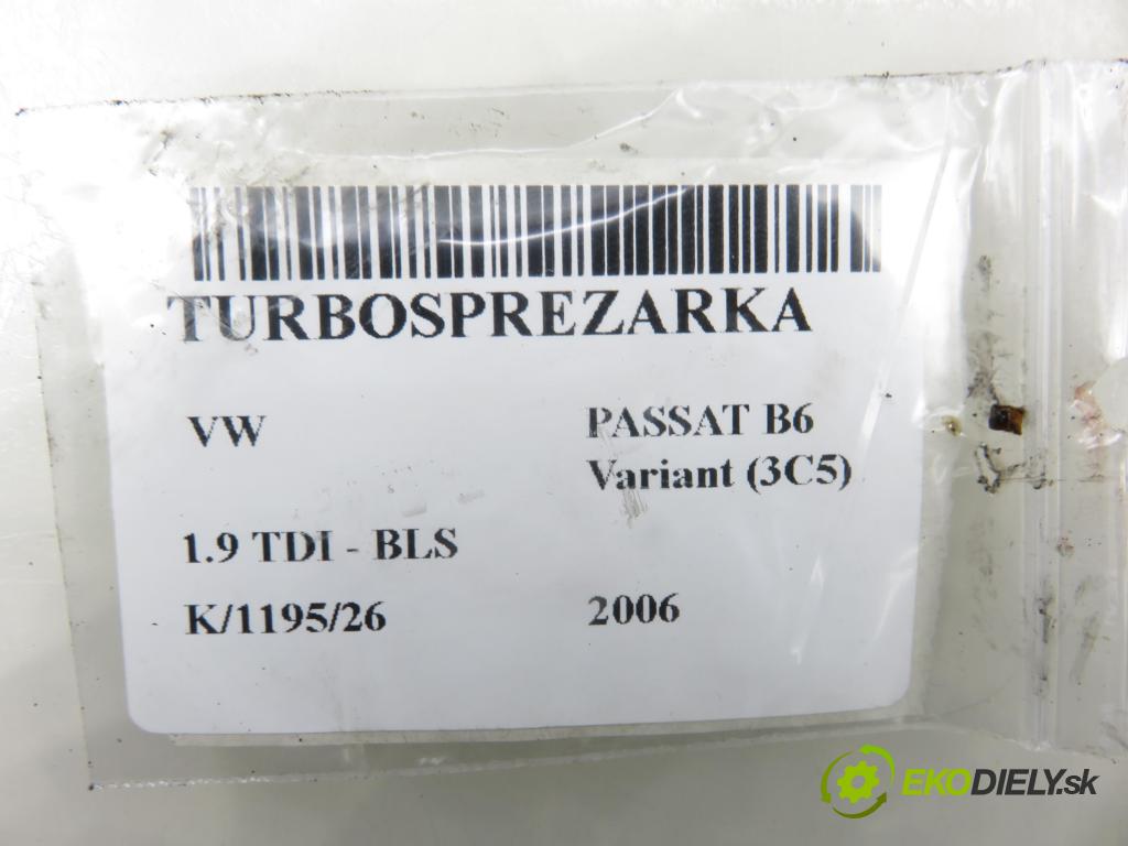 VW PASSAT B6 Variant (3C5) KOMBI 2006 77,00 1.9 TDI - BLS 1896,00 Turbodúchadlo 03G253014M (Turbodúchadlo (kompletné))