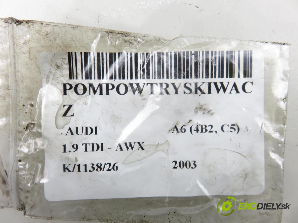 AUDI A6 (4B2, C5) SEDAN 2003 96,00 1.9 TDI - AWX 1896,00 vstříkovač 038130073BA ; 0414720216 (Vstřikovač paliva)