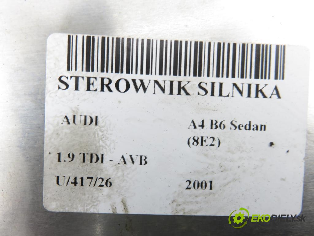 AUDI A4 (8E2, B6) SEDAN 2001 74,00 1.9 TDI PD 101 - AVB 1896,00 Riadiaca jednotka Motor 038906019CG ; 0281010406