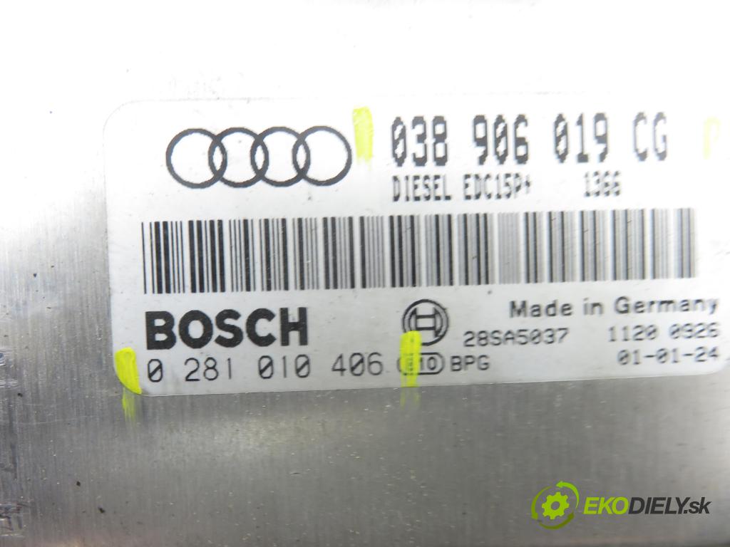 AUDI A4 (8E2, B6) SEDAN 2001 74,00 1.9 TDI PD 101 - AVB 1896,00 Riadiaca jednotka Motor 038906019CG ; 0281010406