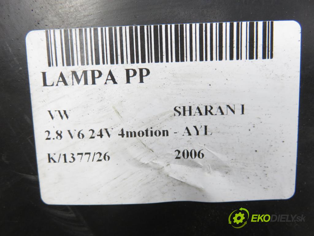 VW SHARAN (7M8, 7M9, 7M6) MINIVAN 2006 150,00 2.8 V6 24V 4motion - AYL 2792,00 světlo PP 7M3941016AE ; 0301182272