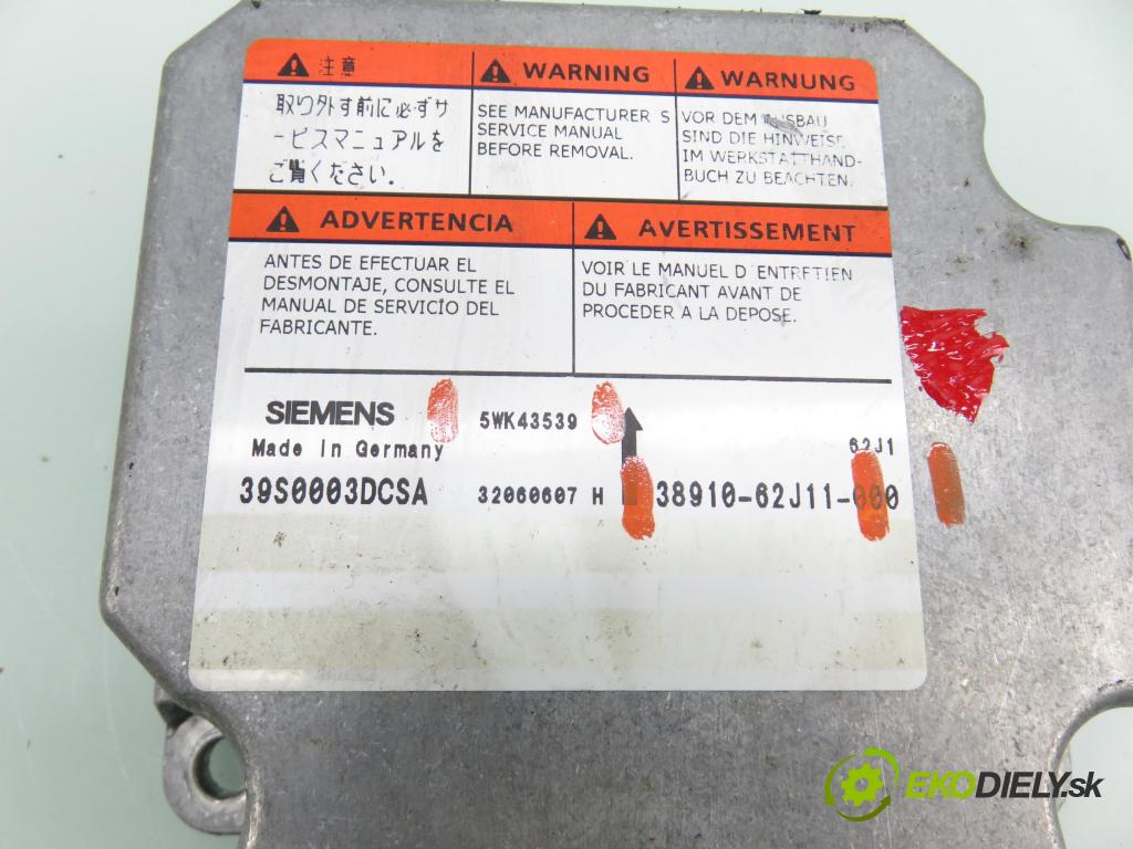 SUZUKI SWIFT III (MZ, EZ) HB 2007 51,00 1.3 DDiS (RS 413D) - Z13DT 1248,00 MODUL air BAG 3891062J11 ; 5WK43539