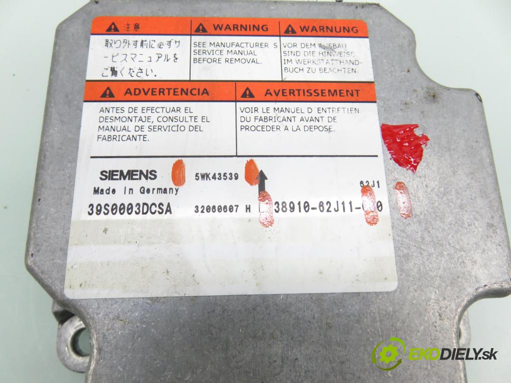 SUZUKI SWIFT III (MZ, EZ) HB 2007 51,00 1.3 DDiS (RS 413D) - Z13DT 1248,00 MODUL air BAG 3891062J11 ; 5WK43539