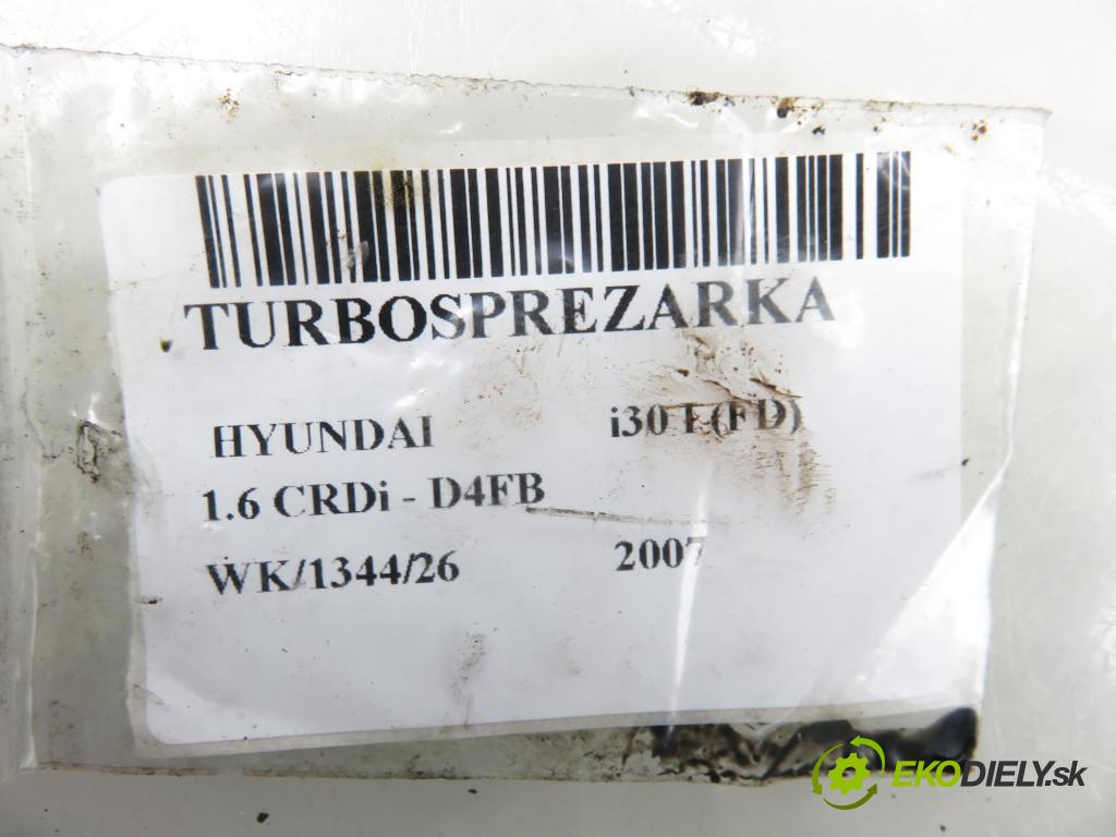 HYUNDAI i30 (FD) HB 2007 66,00 1.6 CRDi - D4FB 1582,00 Turbodúchadlo 282012A610 (Turbodúchadlo (kompletné))