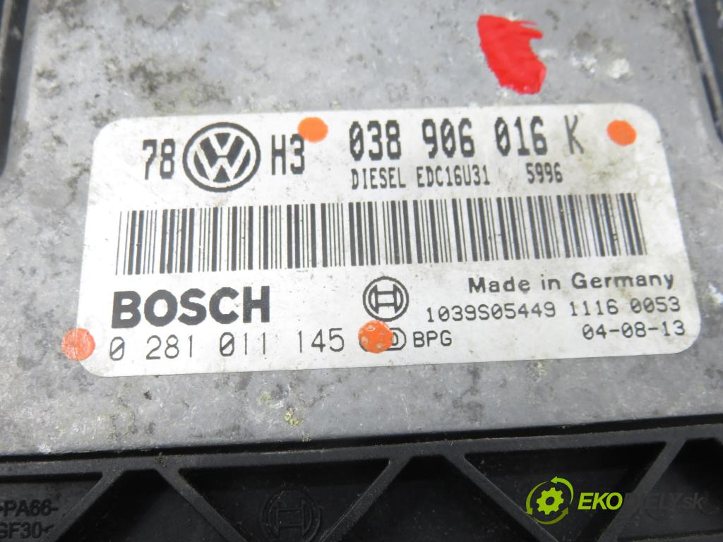 VW PASSAT B5.5 Variant (3B6) KOMBI 2004 100,00 2.0 TDI - BGW 1968,00 řídící jednotka motora 038906016K ; 0281011145