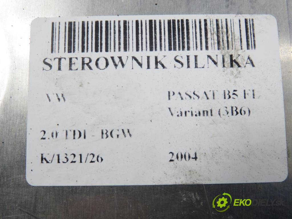 VW PASSAT B5.5 Variant (3B6) KOMBI 2004 100,00 2.0 TDI - BGW 1968,00 řídící jednotka motora 038906016K ; 0281011145