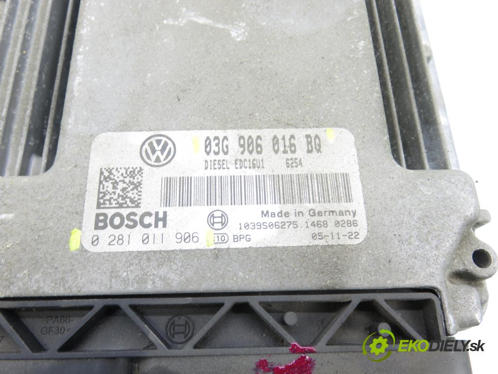 VW TOURAN (1T1, 1T2) MINIVAN 2005 103,00 2.0 TDI 16V - BKD 1968,00 řídící jednotka motora 03G906016BQ ; 0281011906