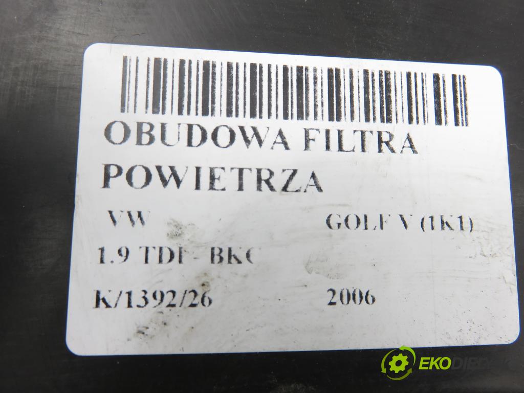 VW GOLF V (1K1) HB 2006 77,00 1.9 TDI - BKC 1896,00 obal filtra vzduchu 1K0129607R ; 1K0129601AE (Kryt vzduchového filtru)