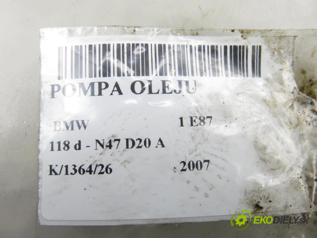 BMW 1 (E87) HB 2007 105,00 118 d - N47 D20 A 1995,00 Pumpa oleja 9140307540 ; 7798014 (Olejová pumpa)