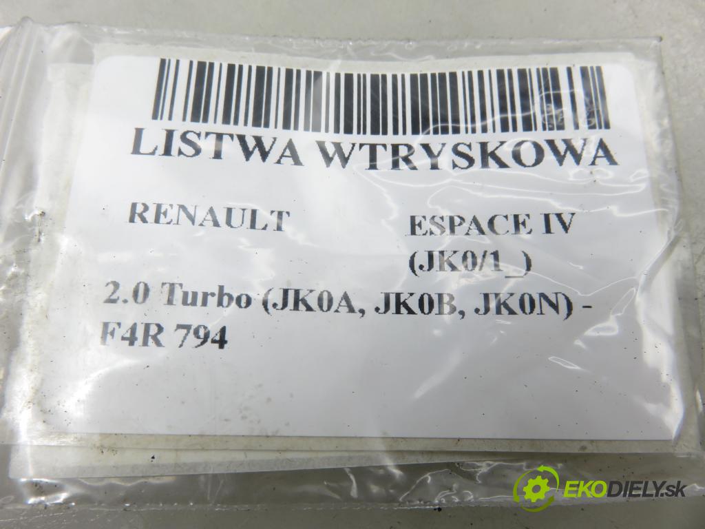 RENAULT ESPACE IV (JK0/1_) MINIVAN 2003 120,00 2.0 Turbo 163 - F4R 794 1998,00 lišta vstřikovací IWP098 ; H82064228 ; 8200053030 (Vstřikovací lišta)