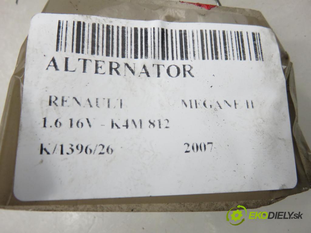 RENAULT MEGANE II (BM0/1_, CM0/1_) HB 2007 82,00 1.6 16V - K4M 812 1598,00 Alternátor 8200667619 (Alternátor)