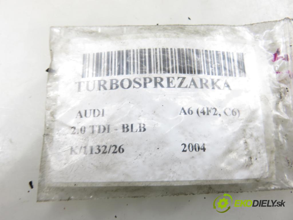 AUDI A6 (4F2, C6) SEDAN 2004 103,00 2.0 TDI - BLB 1968,00 RYCHLONABÍJEČKA: 038145702G (Kompletní turbodmychadlo)