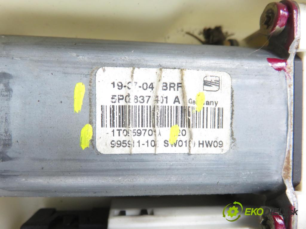 SEAT ALTEA (5P1) MINIVAN 2004 77,00 1.9 TDI PD 105 - BJB 1896,00 Mechanizmus okien 1K0959793D ; 5P0837401A ; 1T0959701A