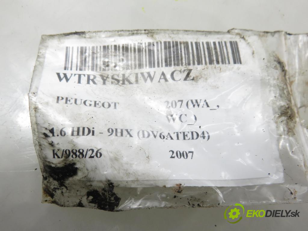 PEUGEOT 207 (WA_, WC_) HB 2007 66,00 1.6 HDi - 9HX (DV6ATED4) 1560,00 vstrekovač 0445110239 (Vstrekovač paliva)