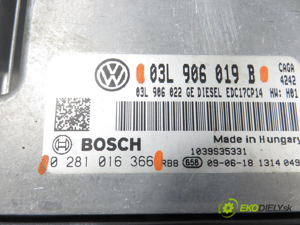 SEAT EXEO (3R2) SEDAN 2010 105,00 2.0 TDI CR 143 - CAGA 1968,00 řídící jednotka motora 0281016366 ; 03L906019B