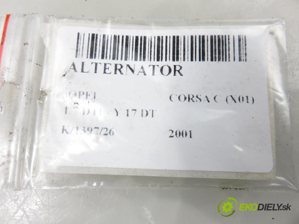 OPEL CORSA C (X01) HB 2001 55,00 1.7 DTI - Y 17 DT 1686,00 Alternátor (Alternátor)