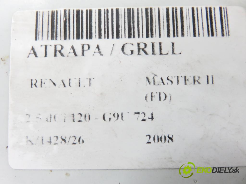RENAULT MASTER II Skrzynia (FD) FURGON 2008 84,00 2.5 dCi 120 - G9U 724 2464,00 Mriežka / maska 8200426365