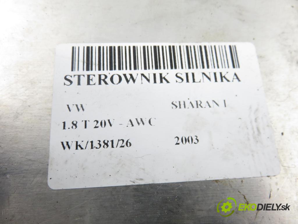 VW SHARAN (7M8, 7M9, 7M6) MINIVAN 2003 110,00 1.8 T 20V - AWC 1781,00 Riadiaca jednotka Motor 0261207354 ; 06A906032GT