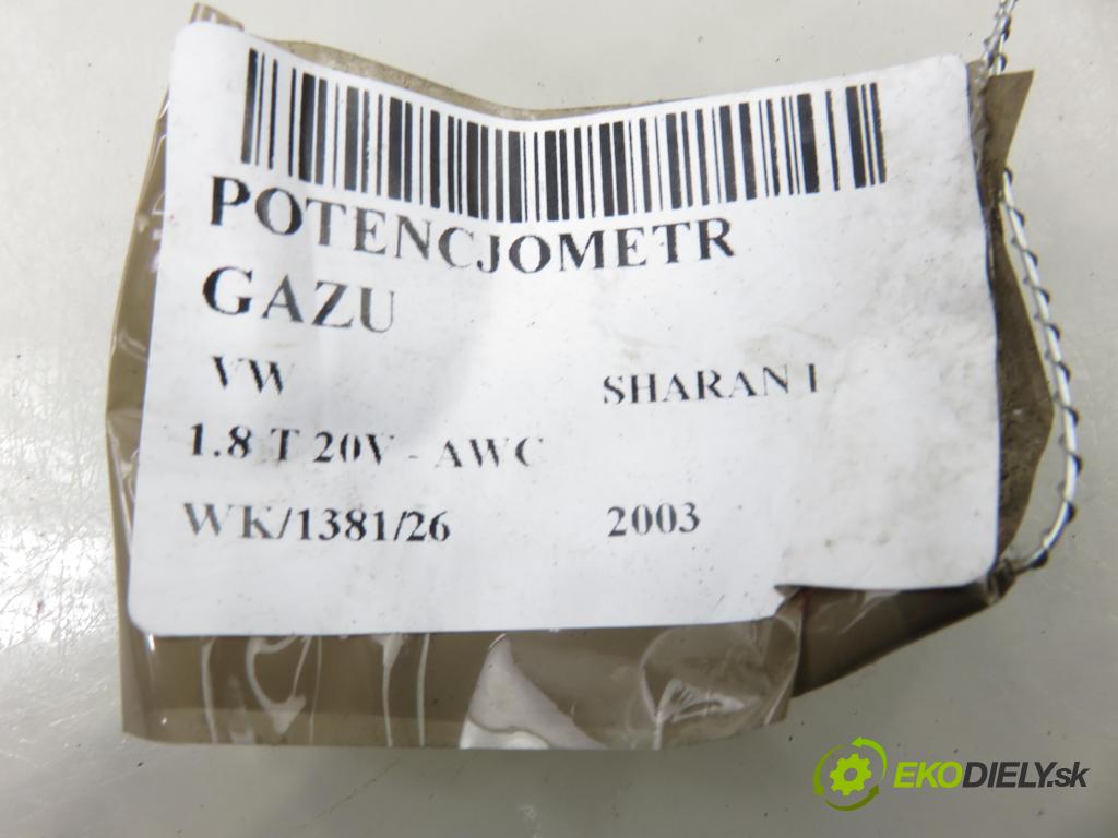 VW SHARAN (7M8, 7M9, 7M6) MINIVAN 2003 110,00 1.8 T 20V - AWC 1781,00 Potenciometer plynu 7M3721603A ; YM219F836CB ; 6PV00802603 (Potenciometer plynového pedálu)