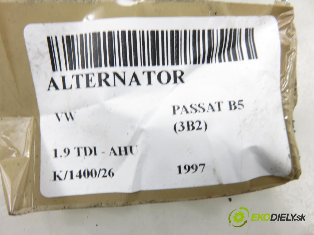VW PASSAT B5 (3B2) SEDAN 1997 66,00 1.9 TDI 90 - AHU 1896,00 Alternátor 0123515008 ; 028903028F (Alternátor)